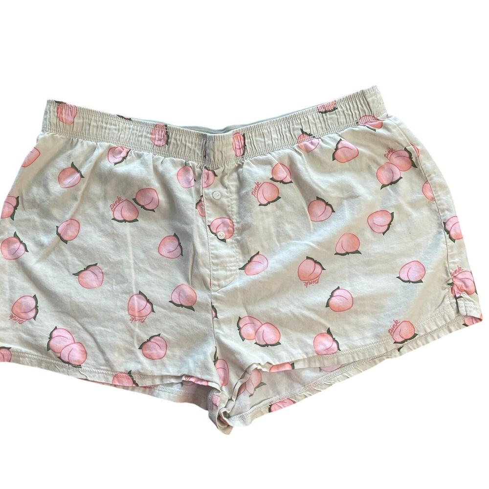 Victoria’s Secret PINK Peach Print Sleep Shorts – Size M Comfy Boxy Loungewear